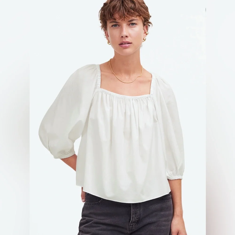 Madewell Puff-Sleeve Baby Doll Top - NWT